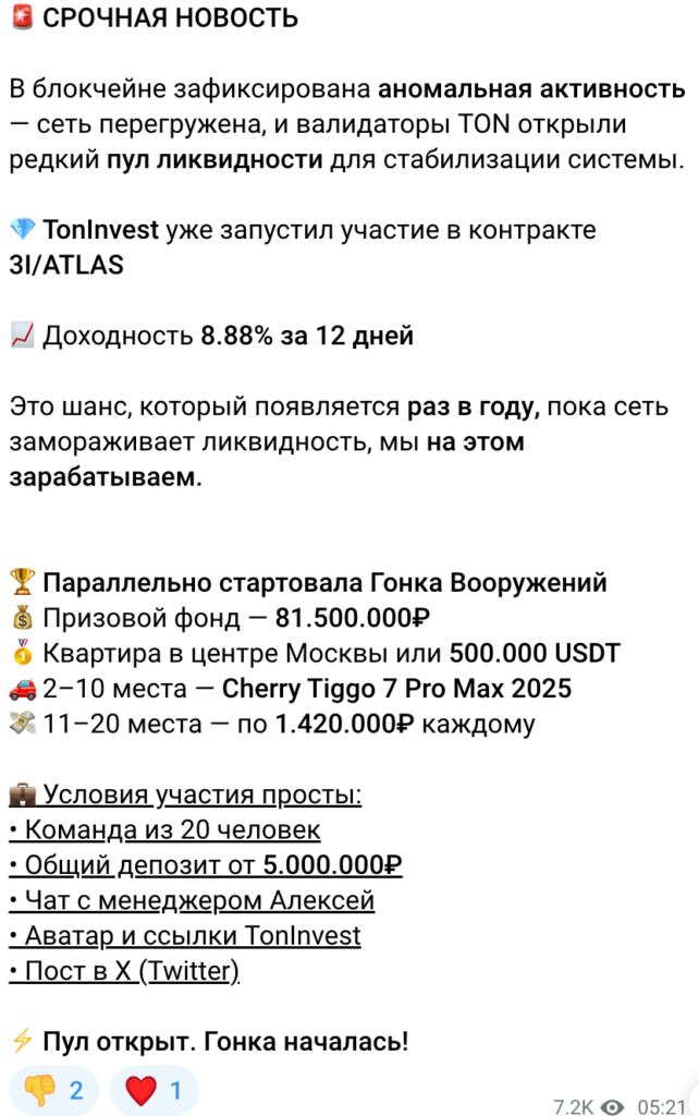 Доходность @tonnetworkin